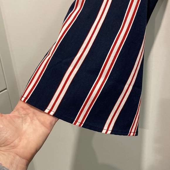 BLEUH Ciel Blue & Red Striped Duster Jacket Medium - Picture 11 of 16